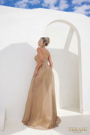 Terani Couture 241P2092 Off Shoulder Tulle Ballgown Prom Dress