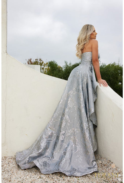 Terani Couture 241E2487 Sophisticated Evening Strapless A-Line Formal Jacquard Dress