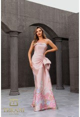 Terani Couture 241e2494 Jacquard Strapless Straight Long Trumpet Dress