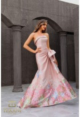 Terani Couture 241e2494 Jacquard Strapless Straight Long Trumpet Dress