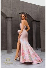 Terani Couture 241e2494 Jacquard Strapless Straight Long Trumpet Dress