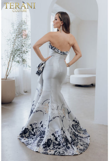 Terani Couture 241E2494 Floral Print Long Formal Prom Evening Gown