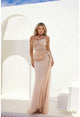 Vestido de noche ajustado color champán nude con bordado sin tirantes Terani Couture 241e2597 