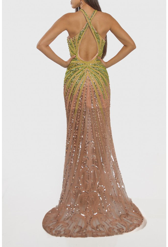 Terani Couture 241GL2679 Beaded Evening Gown-Luxurious and Long