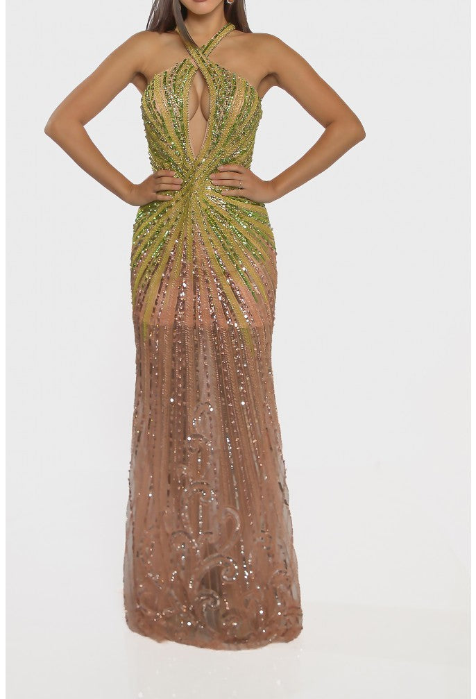 Terani Couture 241GL2679 Beaded Evening Gown-Luxurious and Long