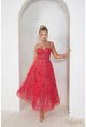 Vestido de fiesta Terani Couture 241p2022 de luffa con corte en A, sin mangas y corte a la rodilla 