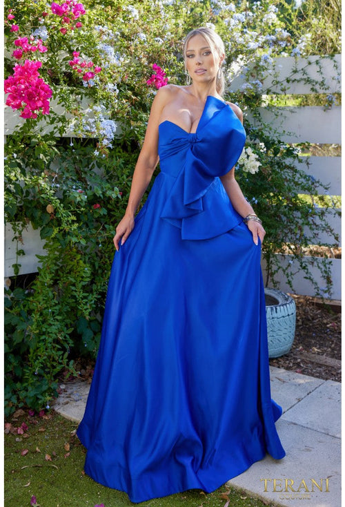 Terani Couture 241P2067 Elegant Evening BallDress Sleeveless Formal Matte Satin Dress