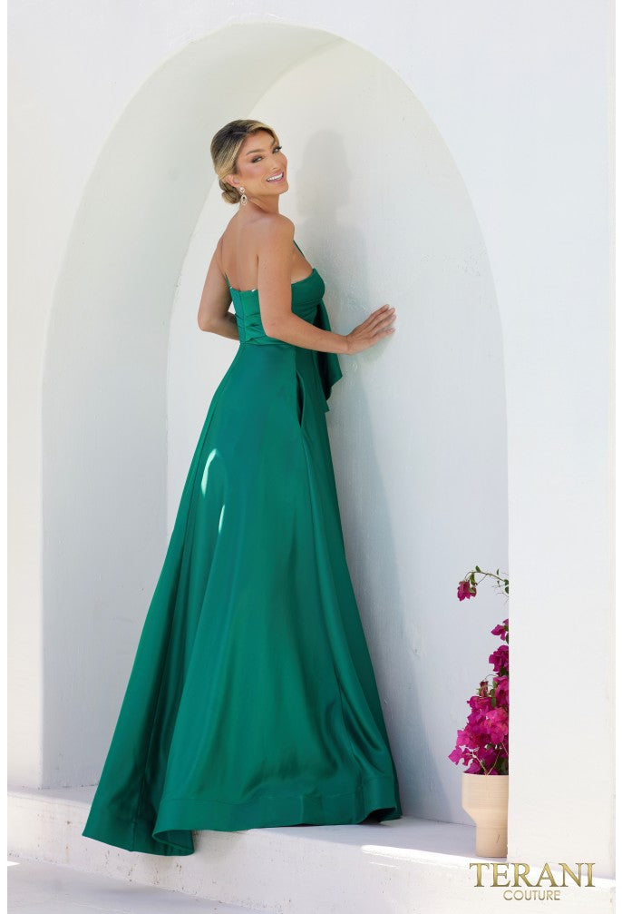 Terani Couture 241P2067 Elegant Evening BallDress Sleeveless Formal Matte Satin Dress