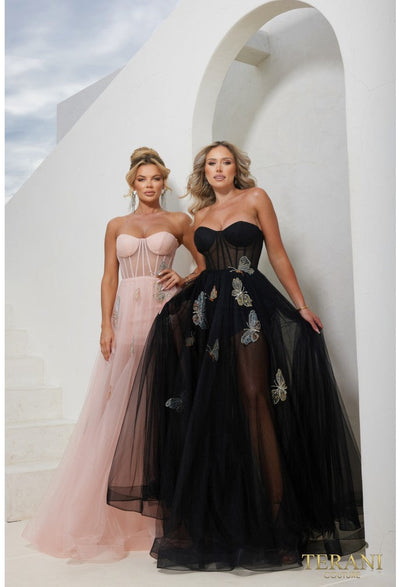 Terani Couture 241P2087 Elegant Sweetheart BallDress Corset Evening Matte Satin Dress