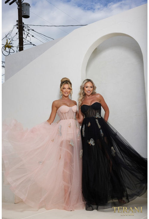 Terani Couture 241P2087 Elegant Sweetheart BallDress Corset Evening Matte Satin Dress