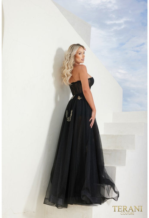 Terani Couture 241P2087 Elegant Sweetheart BallDress Corset Evening Matte Satin Dress