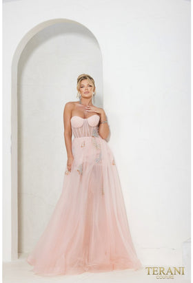 Terani Couture 241P2087 Elegant Sweetheart BallDress Corset Evening Matte Satin Dress