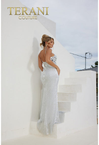 Terani Couture 241P2119 Elegant Prom Evening Sequined Long Formal Sequin Tulle Dress