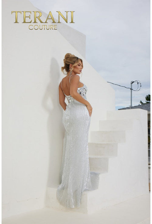 Terani Couture 241P2119 Elegant Prom Evening Sequined Long Formal Sequin Tulle Dress