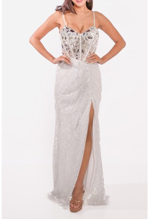 Terani Couture 241P2119 Elegant Prom Evening Sequined Long Formal Sequin Tulle Dress