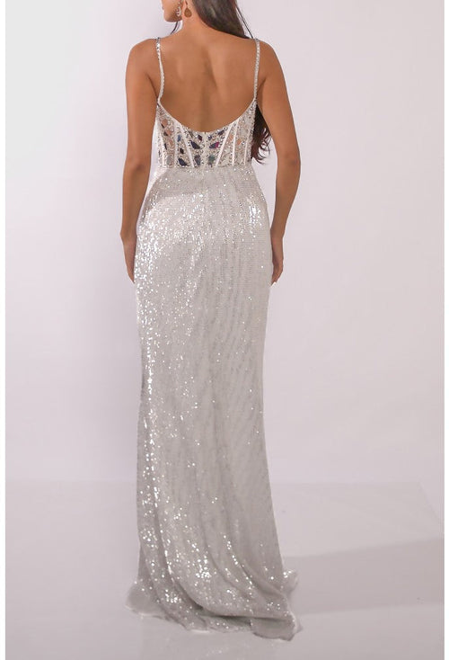 Terani Couture 241P2119 Elegant Prom Evening Sequined Long Formal Sequin Tulle Dress