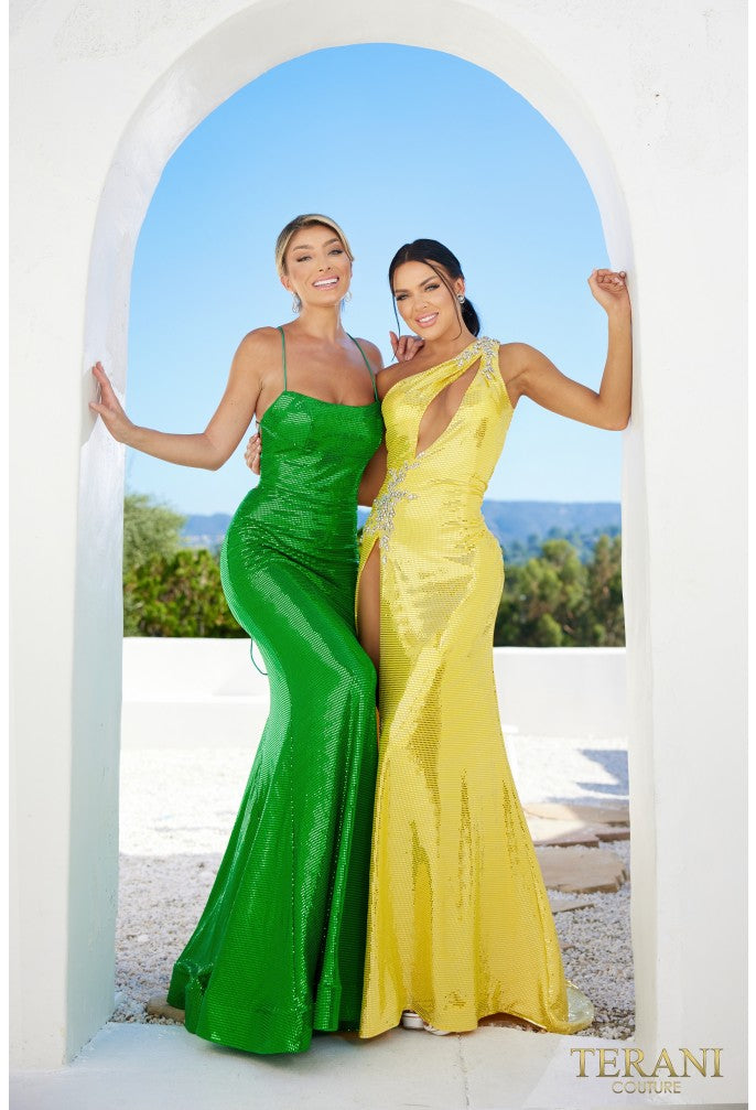 Terani Couture 241p2135 Spaghetti Bodycon Sleeveless Sequins Long Prom Dress