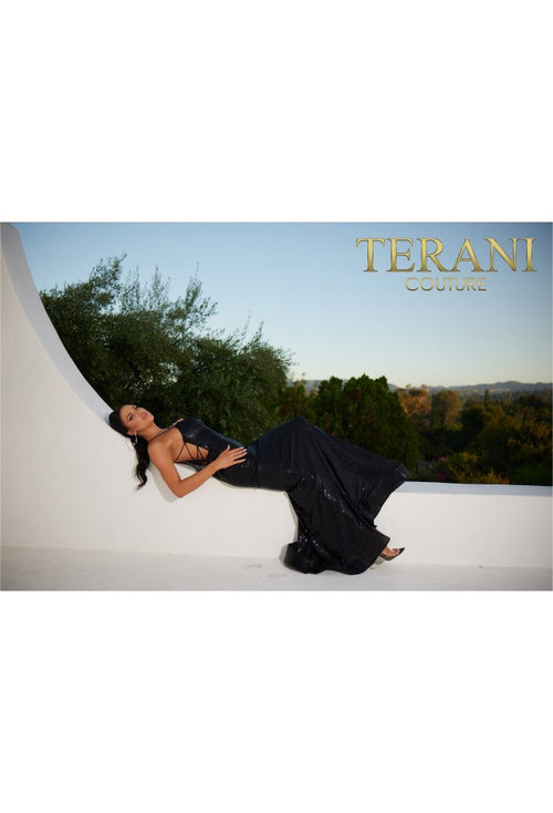 Terani Couture 241p2135 Spaghetti Bodycon Sleeveless Sequins Long Prom Dress