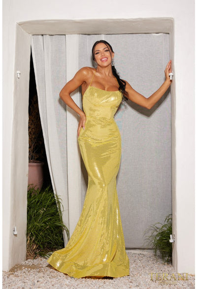 Terani Couture 241p2135 Spaghetti Bodycon Sleeveless Sequins Long Prom Dress