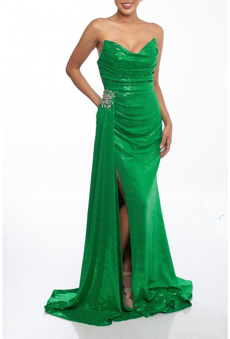 Terani Couture 241P2136 Sequined Elegance Bodycon Prom Dress