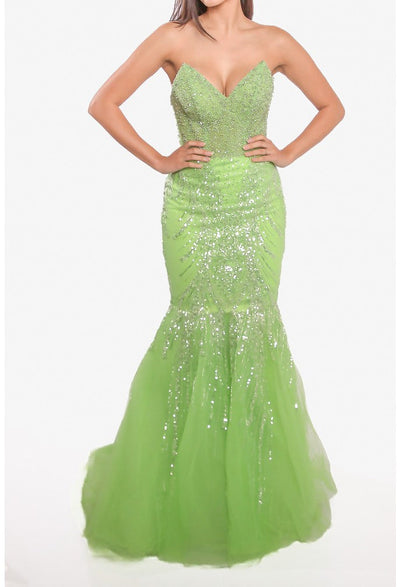 Terani Couture 241P2171 Elegant Glamorous Prom Strapless Mermaid Evening Tulle Dress