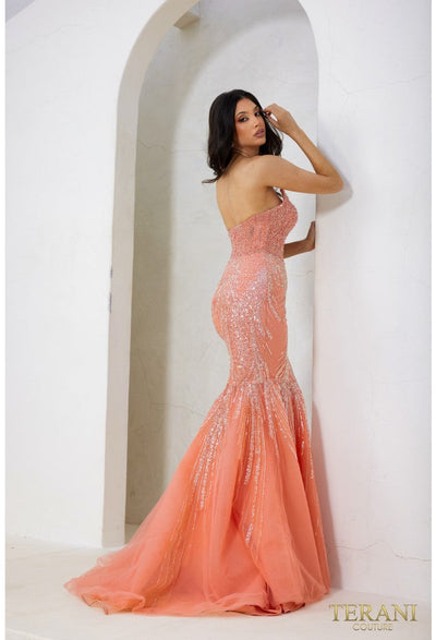 Terani Couture 241P2171 Elegant Glamorous Prom Strapless Mermaid Evening Tulle Dress