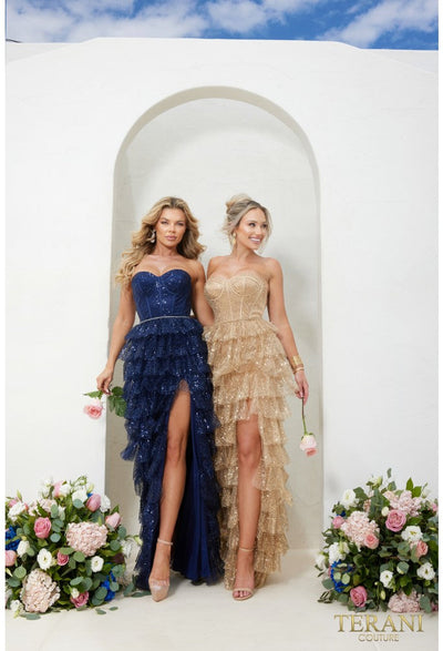 Terani Couture 241P2179 Elegant Formal Prom Sequined Long Evening Sequin Tulle Dress