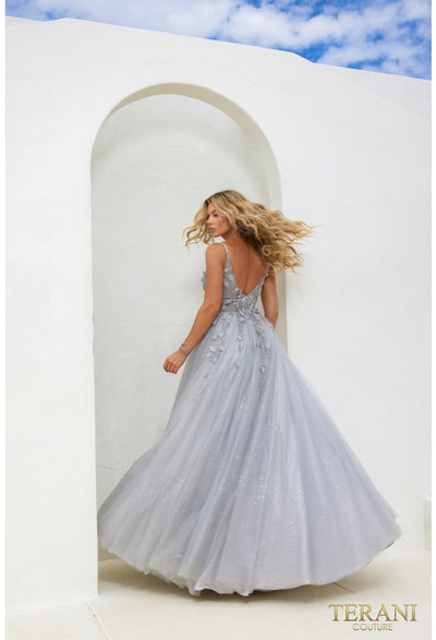 Terani Couture 241P2281 Elegant Prom Spaghetti Strap Lace Formal Glitter Tulle Dress