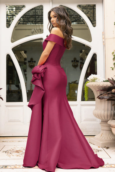 Terani Couture 242m3335 Stretch Mikado Off Shoulder Long Column Dress