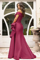 Vestido largo de columna con hombros descubiertos en mikado elástico Terani Couture 242m3335