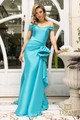 Vestido largo de columna con hombros descubiertos en mikado elástico Terani Couture 242m3335