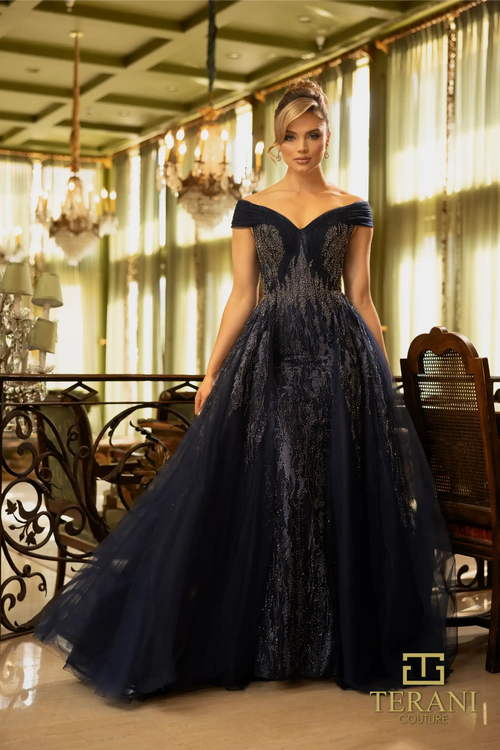 Terani Couture 242m3347 Tulle Off Shoulder Sweetheart Ballgown Dress