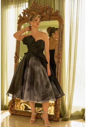 Terani Couture 242C3011 Elegant Cocktail Strapless BallDress Formal Matte Satin Dress