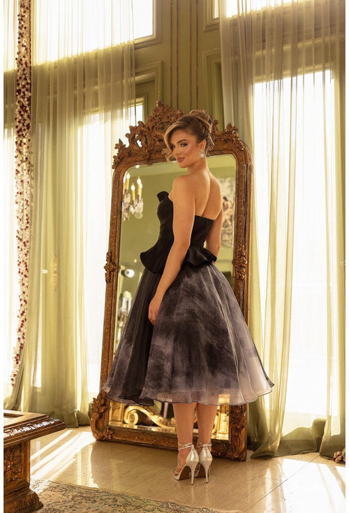 Terani Couture 242C3011 Elegant Cocktail Strapless BallDress Formal Matte Satin Dress