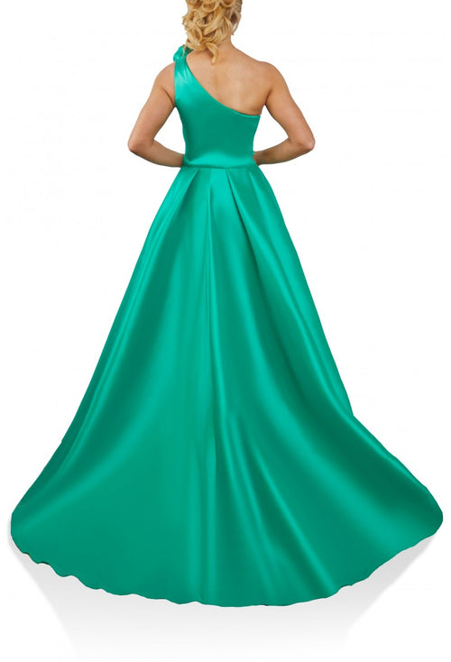 Terani Couture 242E3110 Sophisticated Formal Red Carpet One-Shoulder Long Satin Dress