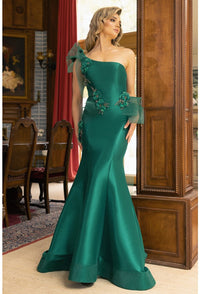 Prom Dresses Floral Mermaid Long Formal Prom Dress Emerald