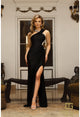 Prom Dresses Long Slit Evening Fitted Formal Prom Dress Black