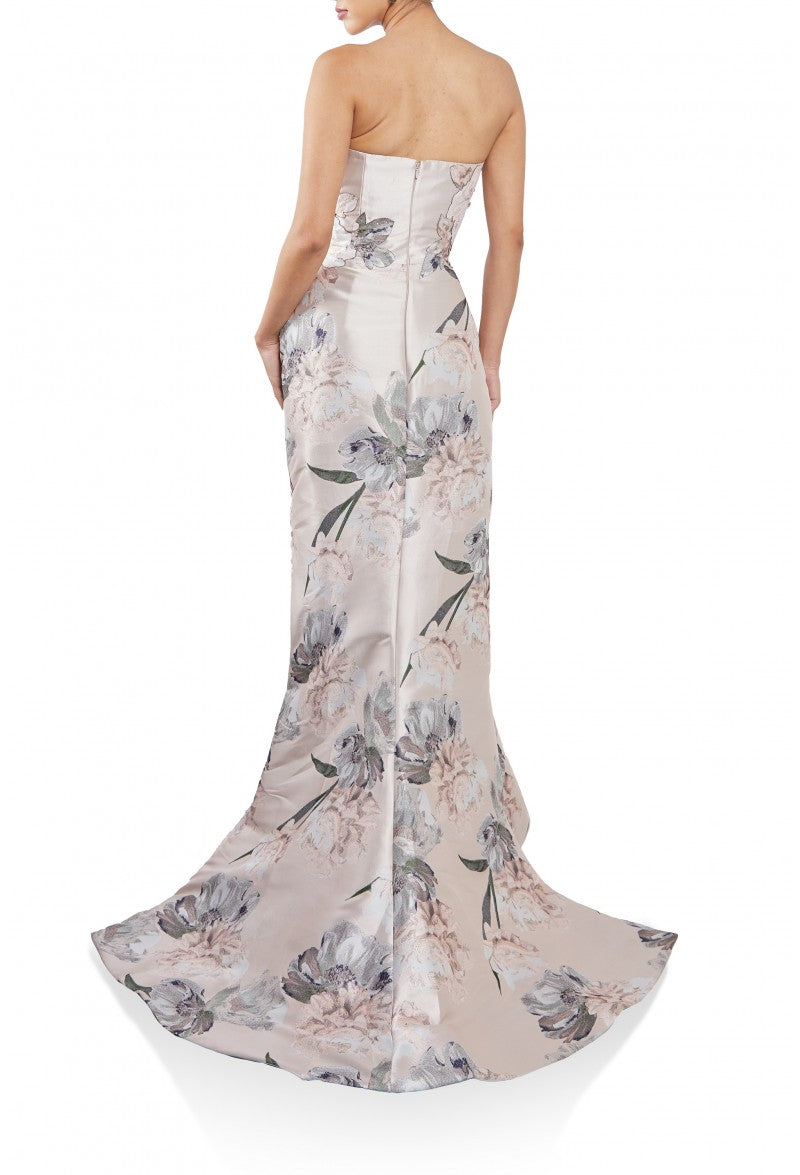 Terani Couture 242E3145 Floral Print Long Formal Gown with Removable Cape