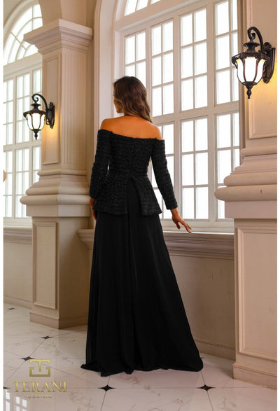 Terani Couture 242E3185 Metallic Lace Long Formal Pant Suit for Women