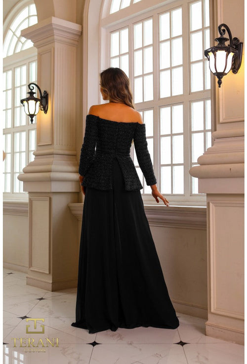 Terani Couture 242E3185 Metallic Lace Long Formal Pant Suit for Women