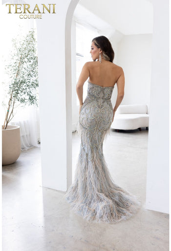 Terani Couture 242GL3236 Vestido largo de noche ajustado para fiesta de graduación