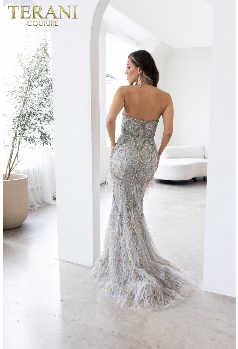 Terani Couture 242GL3236 Vestido largo de noche ajustado para fiesta de graduación