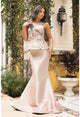 Terani Couture 242m3329 Jacquard Sleeveless V Neck Long Column Dress