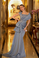 Terani Couture 242M3338 Elegant Slate Blue Full Length Evening Gown