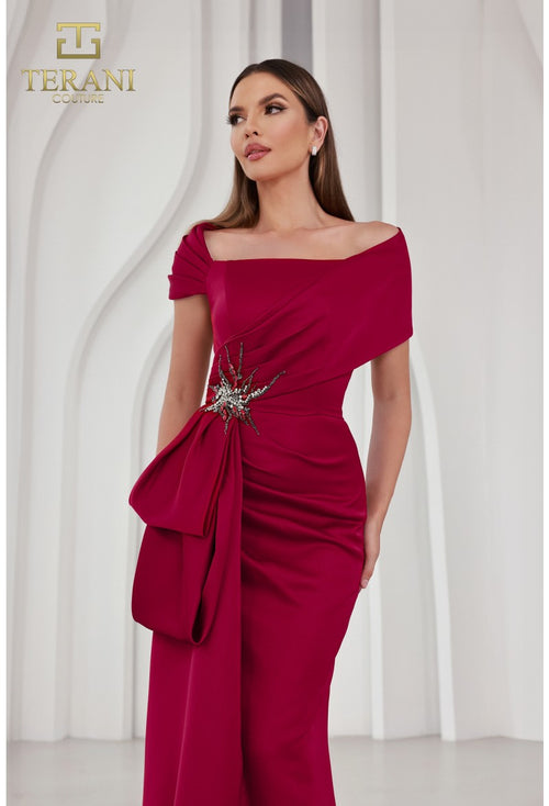 Terani Couture 242M3338 Elegant Evening Off-Shoulder Long Formal Premium Dress