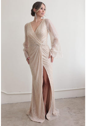 Terani Couture 242M3360 Mother of the Bride Wedding Long Sleeve Evening Sequin Dress