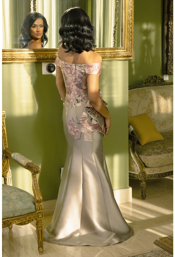 Vestido de noche largo estampado Terani Couture 242M3381