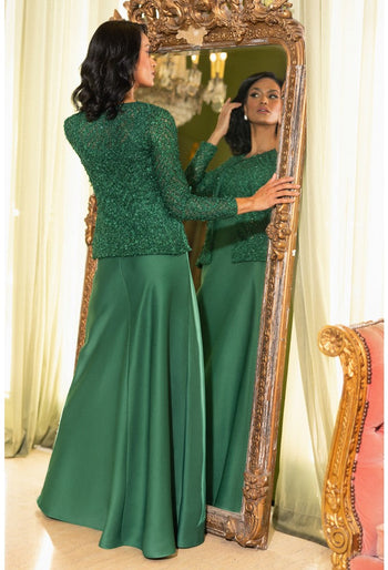 Vestido de columna largo sin mangas de mikado Hunter 242m3412 de Terani Couture