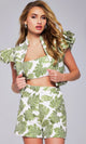 Jovani 24649 Elegante conjunto floral de tres piezas con pantalones cortos