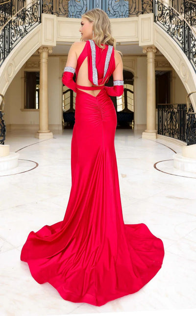 Jessica Angel JA2464 Sleeveless Fitted High Slit Cutout Ruched Jersey Dress